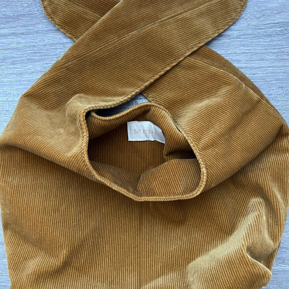 MERIT- Caramel Corduroy Tie Make Up Bag
